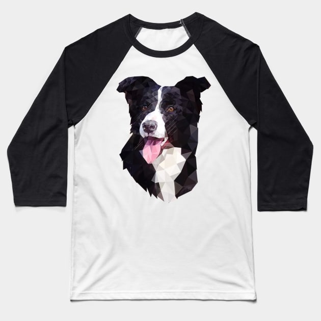 Border Collie (Low Poly) Baseball T-Shirt by lunaroveda